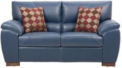 CasaCraft Toledo Two Seater Sofa with Throw Pillows in Blue Colour