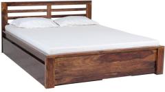 Woodsworth Havana Horizontal Slatted Line Queen Size Bed with Storage in Provincial Teak Finish