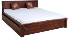 Woodsworth Robinson Solid Wood Queen Sized Bed with storage in Provincial Teak Finish