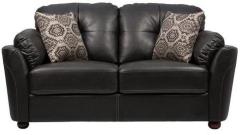 CasaCraft Santa Fe Two Seater Sofa with Throw Pillows in Black Colour