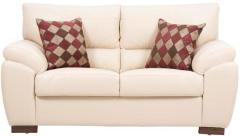 CasaCraft Toledo Two Seater Sofa with Throw Pillows in Beige Colour