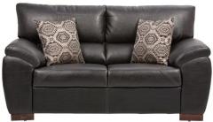 CasaCraft Toledo Two Seater Sofa with Throw Pillows in Black Colour