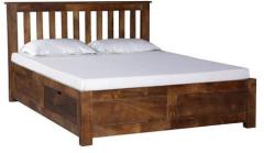 Woodsworth Barranquilla Solid Wood Queen Size Bed with storage in Provincial Teak Finish