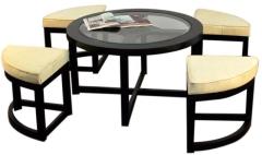 Woodsworth Monterrey Round Coffee Table with Four Stools in Espresso Walnut Finish