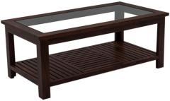 House of Furniture Wooden Coffee Table With Glass Top In Walnut Finish