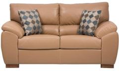 CasaCraft Toledo Two Seater Sofa with Throw Pillows in Light Coffee Colour