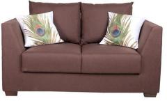 CasaCraft San Fernando Two Seater Sofa with Throw Pillows in Brown Colour