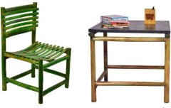 ExclusiveLane Kids Study Table Chair Set in Green Colour