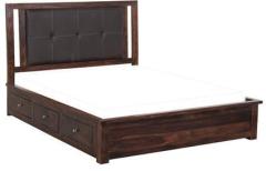 Woodsworth Tijuana Solid Wood Queen Size Bed with storage in Provincial Teak Finish