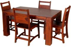 Woodsworth Cassia Sheesham Wood Dining Set With Six Chair in Colonial Maple Finish