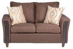 CasaCraft Valencia Two Seater Sofa with Throw Pillows in Brown Colour