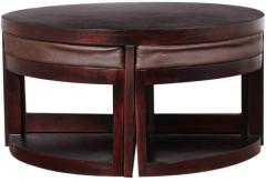 Woodsworth Medellin Sheesham Wood Coffee Table with Four Stools in Passion Mahogany