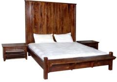 Woodsworth Salvador King Size Bed with Two Bed side tables in Provincial Teak Finish