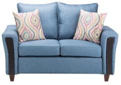 CasaCraft Valencia Two Seater Sofa with Throw Pillows in Blue Colour