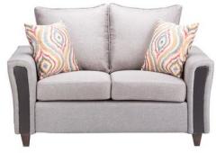 CasaCraft Valencia Two Seater Sofa with Throw Pillows in Grey Colour