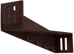 House of Furniture Wooden Coat Rack and Shelf In Walnut Finish