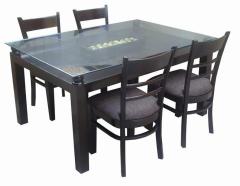 Woodsworth Saffron Glass Top 6 Seater Dining Table Set