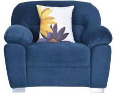 CasaCraft Santa Luzia One Seater Sofa with Throw Pillows in Teal Blue Colour