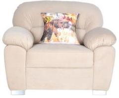 CasaCraft Santa Luzia One Seater Sofa with Throw Pillows in Pale Taupe Colour