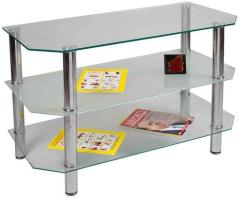 Ventura Entertainment Unit with Glass Top in Silver Colour