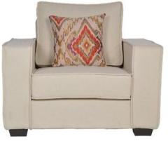 CasaCraft Oritz One Seater Sofa with Throw Pillows in Pale Taupe Colour