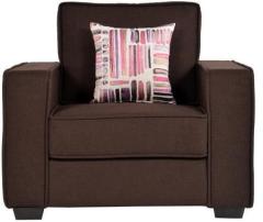 CasaCraft Oritz One Seater Sofa with Throw Pillows in Chestnut Brown Colour