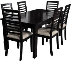 Woodsworth Sao Paulo Six Seater Dining Table Sets in Espresso Walnut Finish