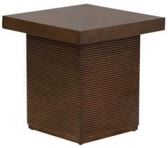 CasaCraft Floral End Table in Dark Walnut Colour