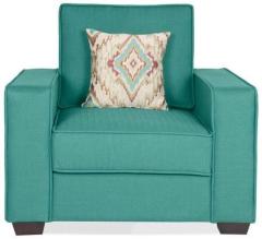 CasaCraft Oritz One Seater Sofa with Throw Pillows in Jade Colour