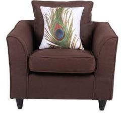 CasaCraft San Miguel One Seater Sofa with Throw Pillows in Brown Colour