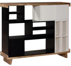 Woodsworth Minerva Display Unit Cum Book Shelf in Black and White Finish