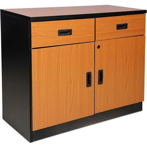 Stellar Side Cabinet With Two Drawers in Beech & Dark Grey Colour