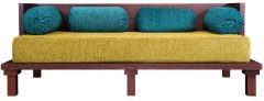 Durian Malacca Wood Frame Three Seater Diwan in Rosewood Finish