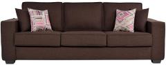 CasaCraft Oritz Three Seater Sofa with Throw Pillows in Chestnut Brown Colour