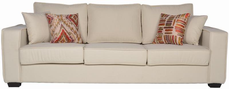 CasaCraft Oritz Three Seater Sofa with Throw Pillows in Pale Taupe Colour