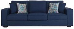 CasaCraft Oritz Three Seater Sofa with Throw Pillows in Teal Blue Colour