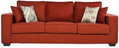 CasaCraft Oritz Three Seater Sofa with Throw Pillows in Burnt Sienna Colour