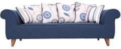 CasaCraft Brussels Repose Three Seater Sofa with Throw Pillows in Navy Blue Colour