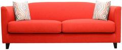 CasaCraft Florianopolis Three Seater Sofa with Throw Pillows in Ferrari Red Colour