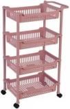 3d Metro Super Store 4 Tier Whit Wheel Multipurpose Kitchen Storage Organizer Folding Rack Plastic Open Book Shelf