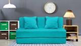 Aart Store High Density Foam Sofa Cums Bed Furniture Two Seater 4x6 Feet With Two Cushion Sky Blue Single Sofa Bed