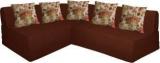 Aart Store L Shape Four Seater Sofa Cums Bed With Five Cushion Brown Color Perfect For Guest Double Sofa Bed