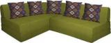 Aart Store L Shape Four Seater Sofa Cums Bed With Five Cushion Perfect For Guest Green Color Double Sofa Sectional Bed