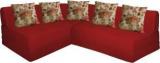 Aart Store L Shape Four Seater Sofa Cums Bed With Five Cushion Red Color Perfect For Guest Double Sofa Bed