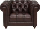 Aart Store PU Leather Sofa 1 Seater Button Tufted Scroll Arms Brown Chesterfield Fome Home & Office Leatherette 1 Seater Sofa