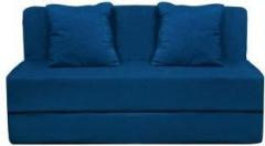 Aart Store Sofa Cum Bed 6x6 Feet Three Seater with Washable Cover and Two Pillows Blue Color Single Sofa Bed