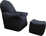 Adevworld XXL Luxury Premium Denim Arm Chair With FootStool Bean Bag With Bean Filling