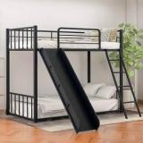 Adorn Mart Metal Bunk Beds Twin Over Twin With Slide For Kids. Metal Bunk Bed