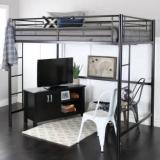 Adorn Mart Twin Heavy Duty Metal Loft Bed With Two Side Ladders Metal Loft Bed