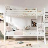 Adorn Mart Twin Over Full Bunk Bed Frame With Ladder, Metal Bed Frame With Full Length Metal Bunk Bed